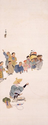 小川千甕 《女猿引の図》 1910年頃