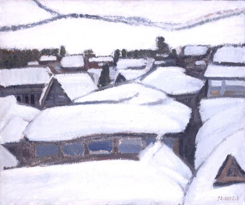 田村一男《雪の蔵王村》1952年